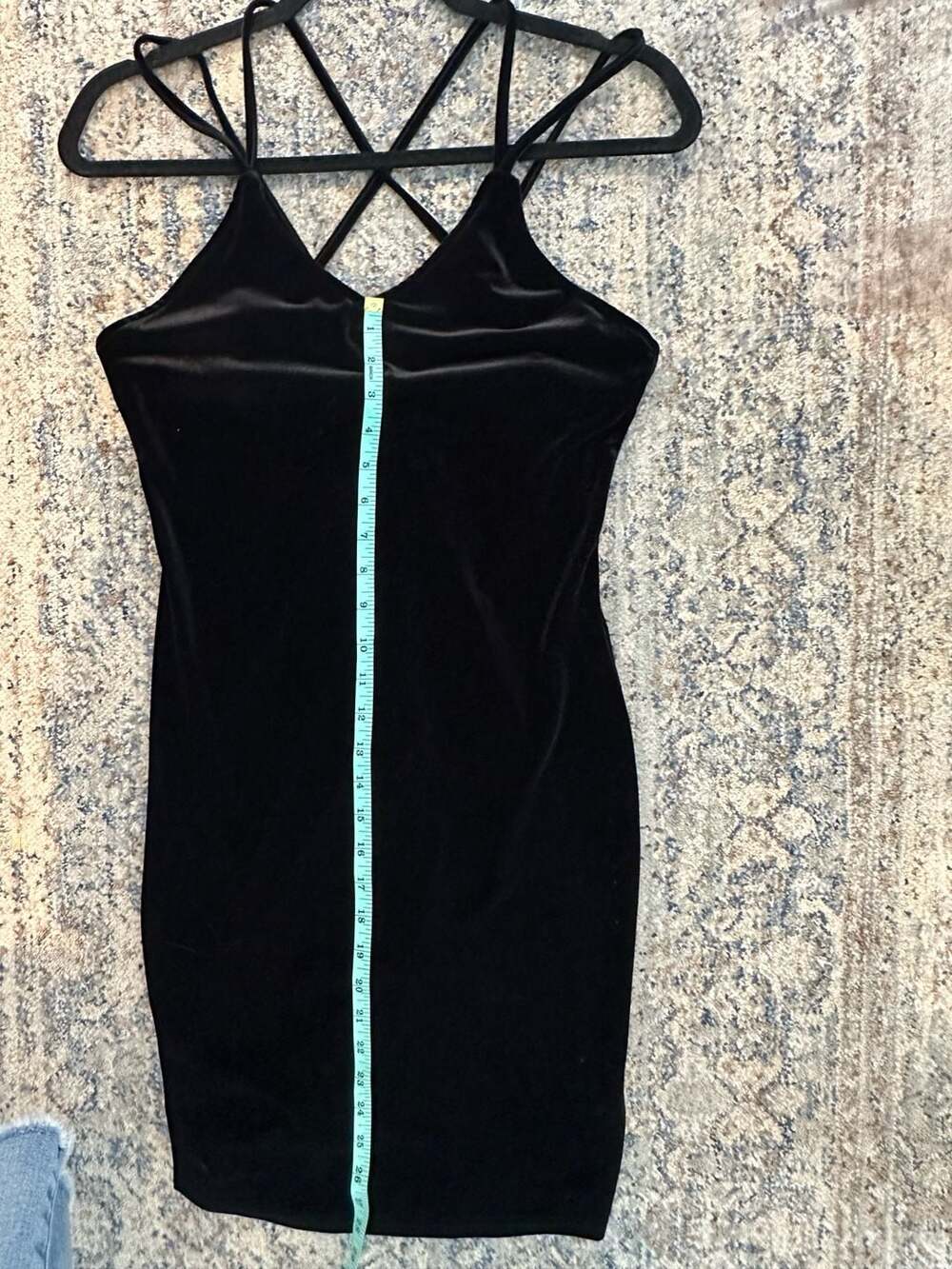 Black Velvet Slip Dress Criss Cross Straps Mini Bodycon